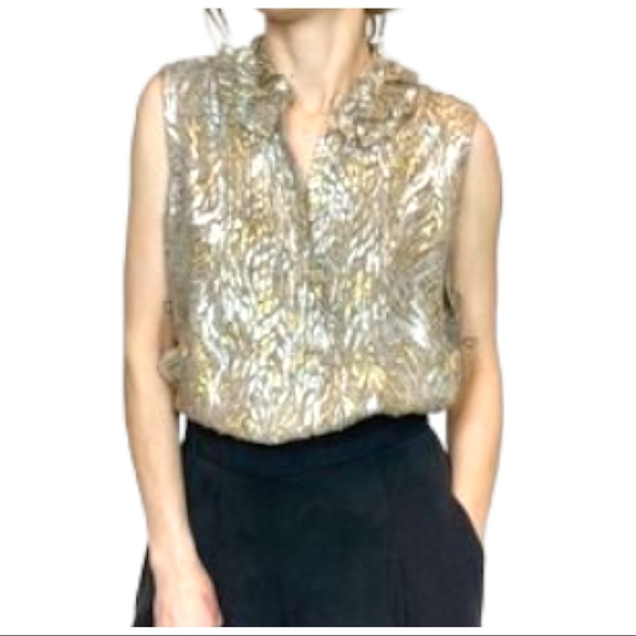 Elie Tahari Metallic Ruffle Top - Picture 3 of 15